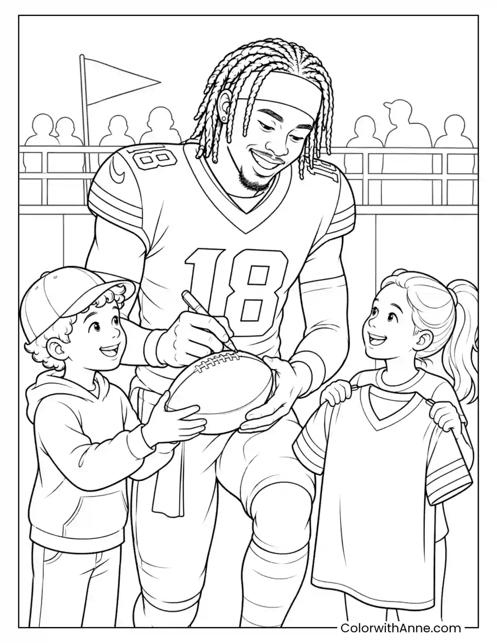 Justin Jefferson Signing for Young Fans coloring page