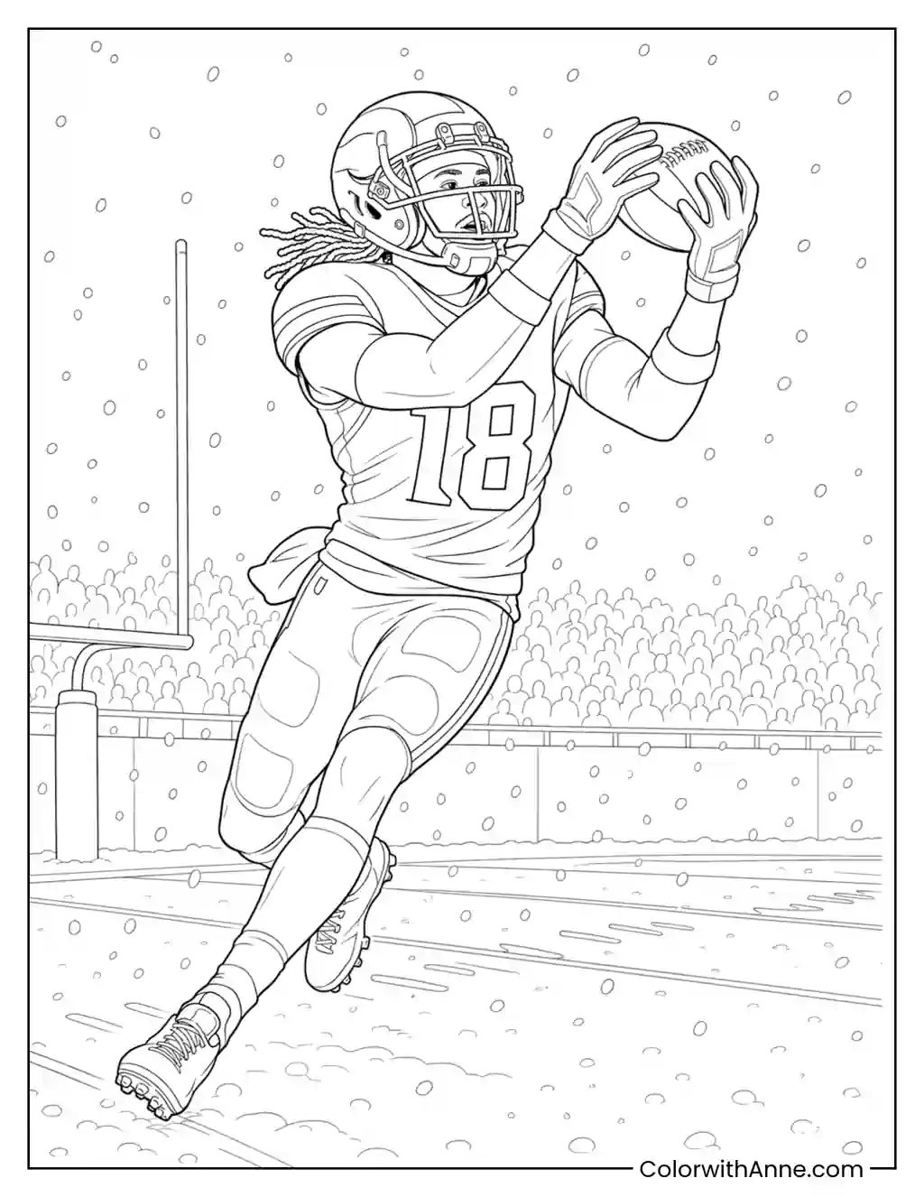 Justin Jefferson Snow Game Catch coloring page