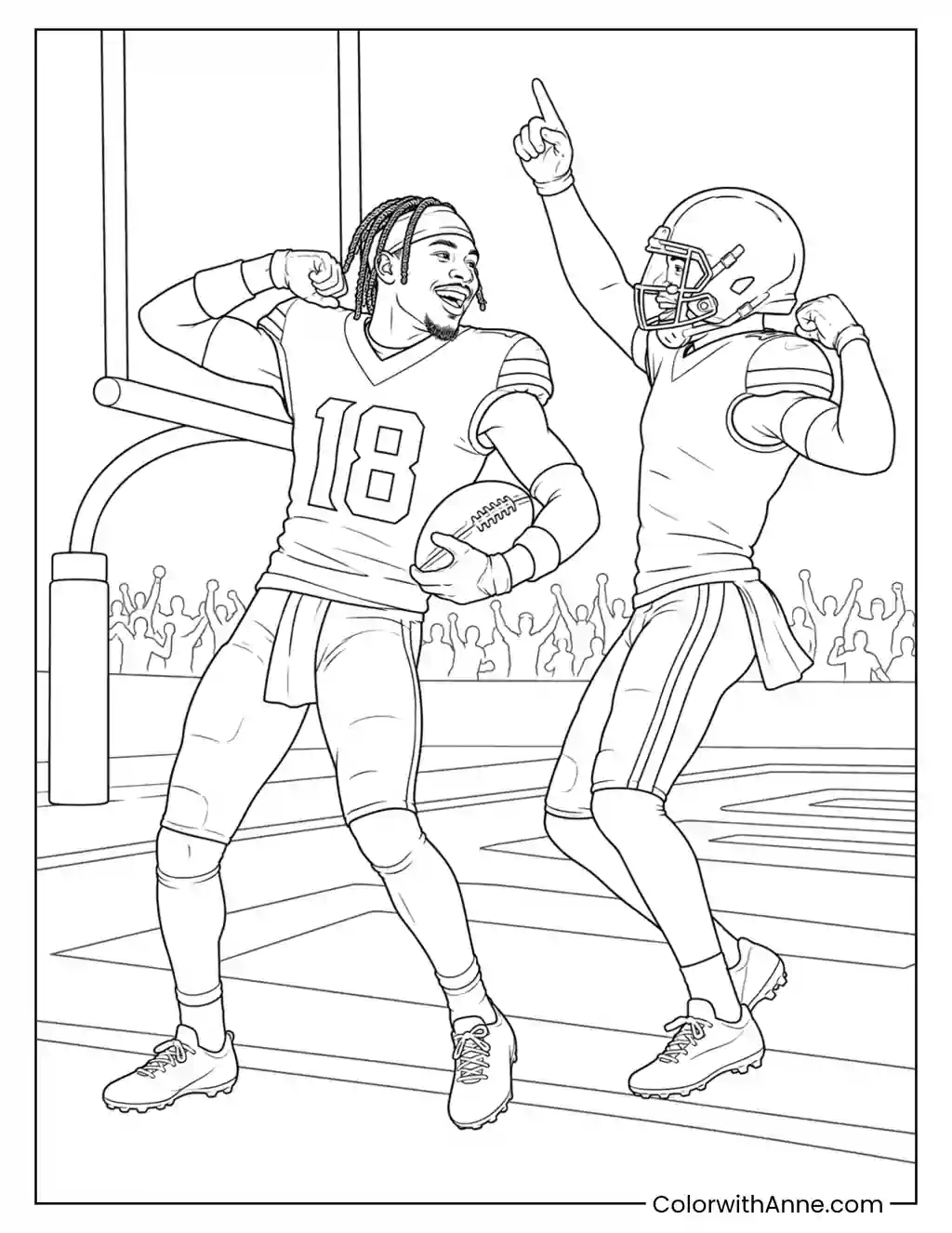 Justin Jefferson Touchdown Double Celebration coloring page