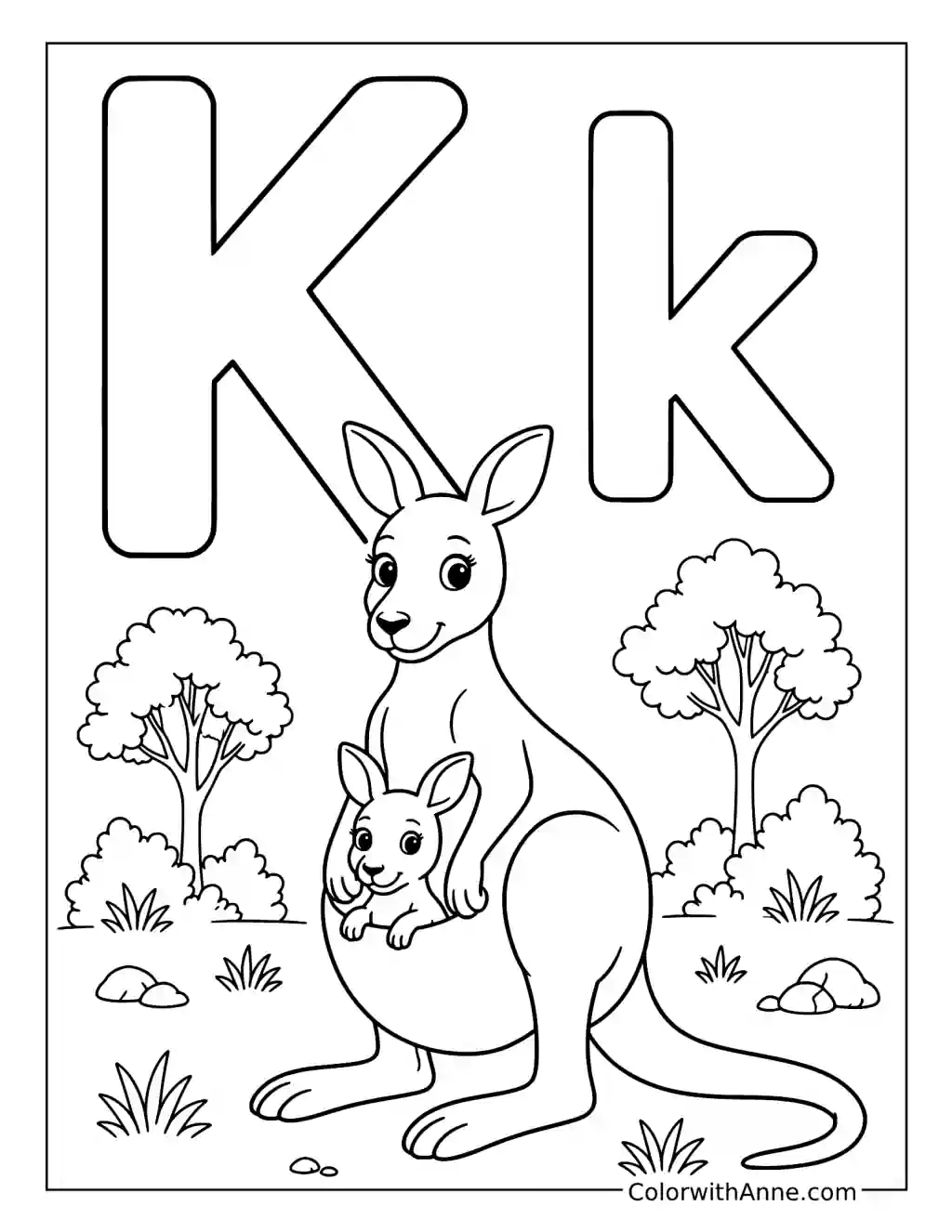 K Is for Kangaroos coloring page