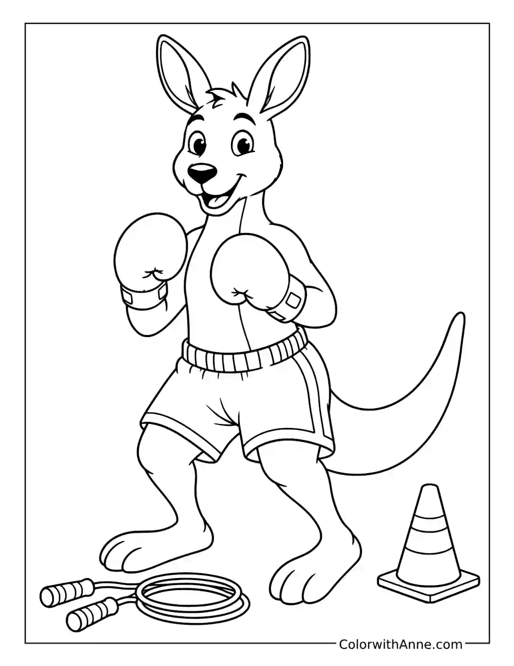 Kangaroo Boxing and Jump Rope coloring page