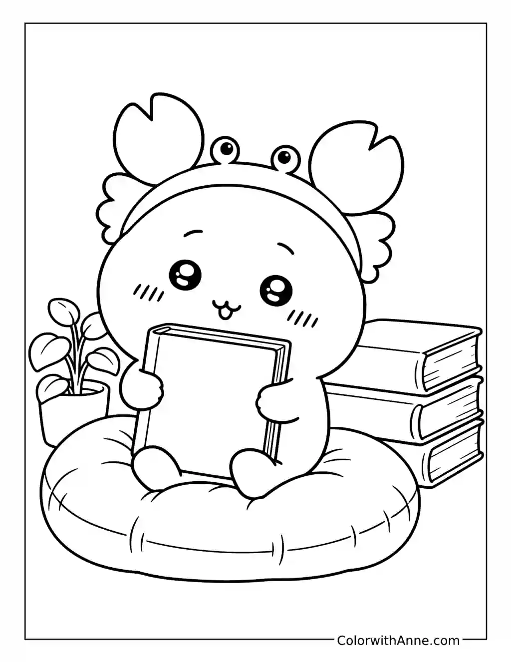 Kanichan’s Cozy Reading Nook coloring page