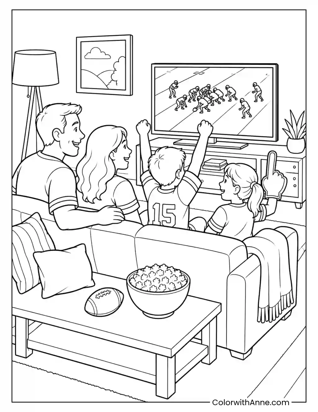 Kansas City Family Football Fun coloring page