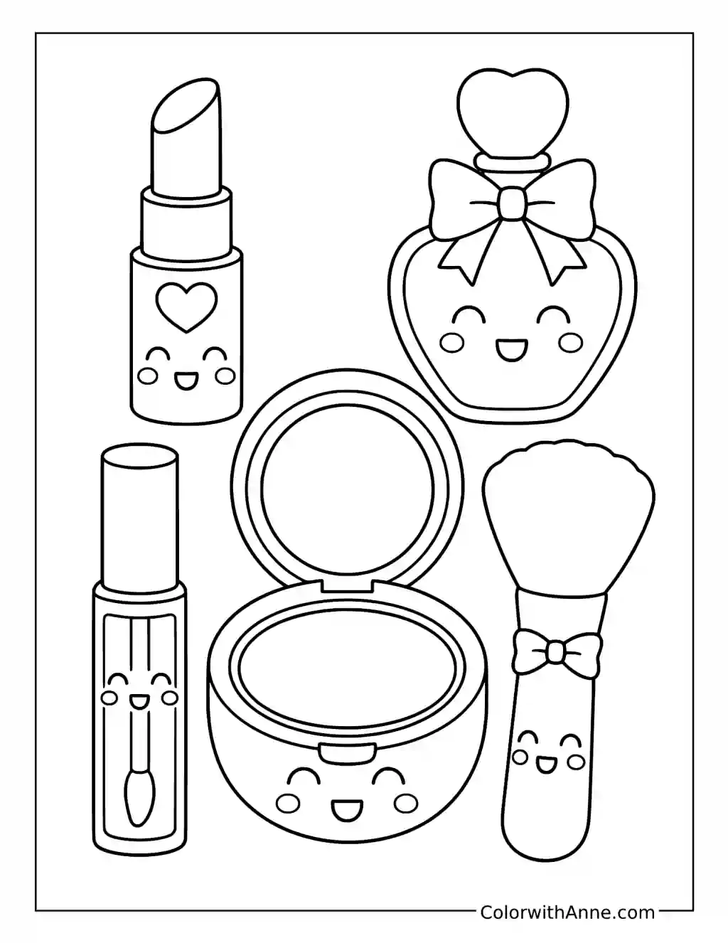 Kawaii Makeup Collection coloring page
