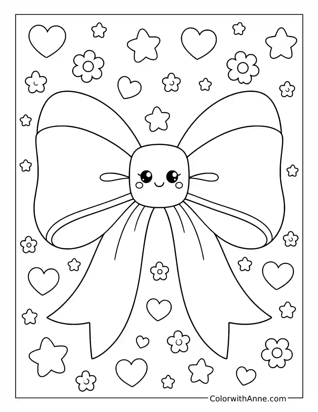 Kawaii Smiling Bow coloring page