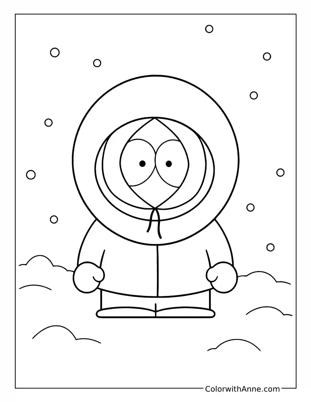 Kenny McCormick in a Snowfall coloring page