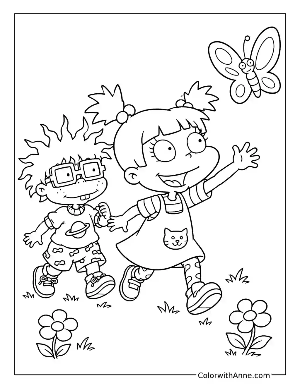 Kimi and Chuckie's Butterfly Adventure coloring page