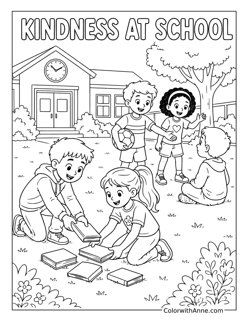 Kindness at School coloring page