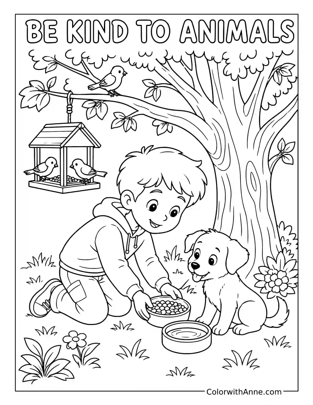 Kindness to Animals coloring page