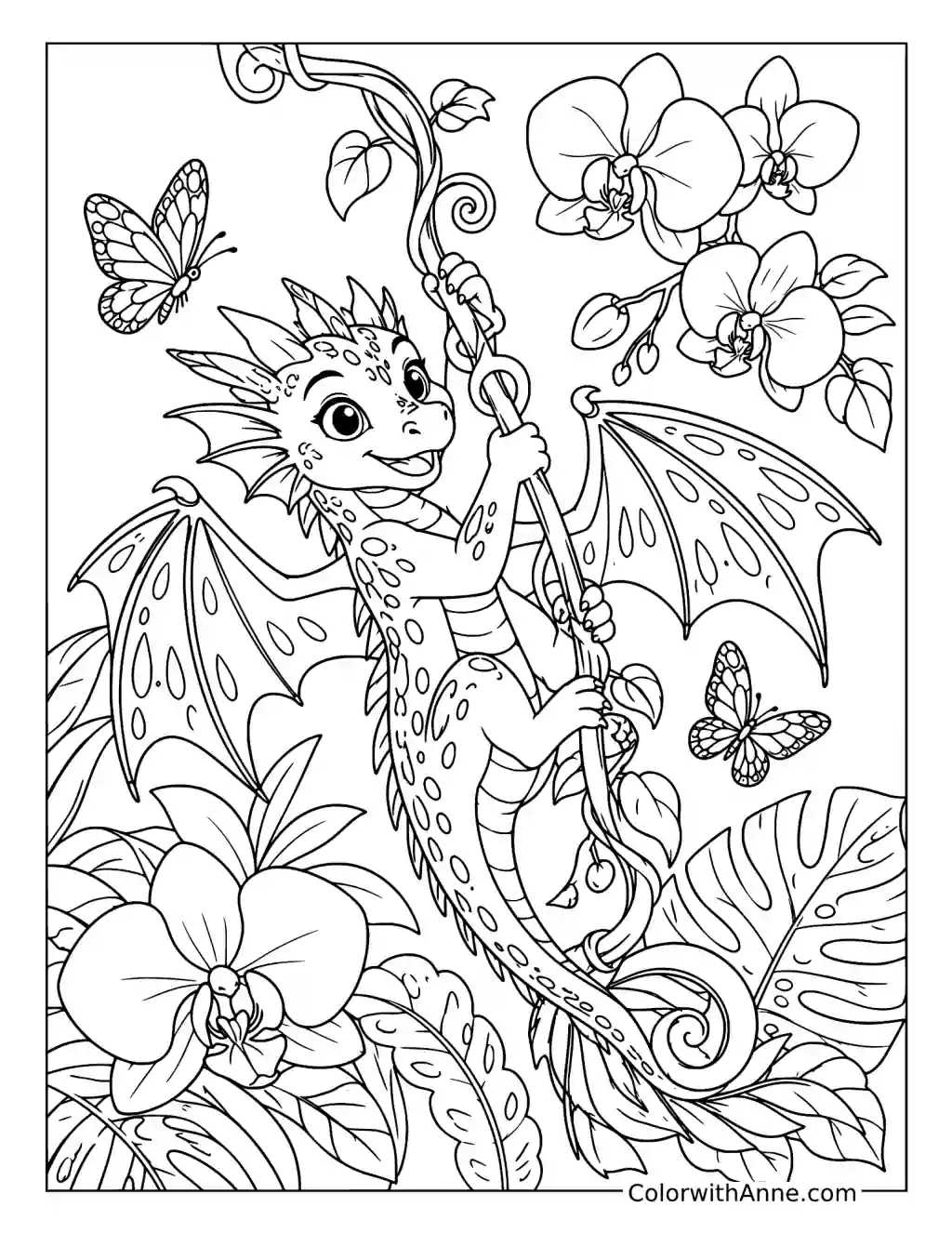 Kinkajou in the Rainforest Canopy coloring page