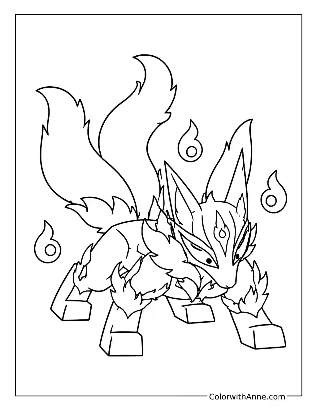 Kitsune Transformation coloring page