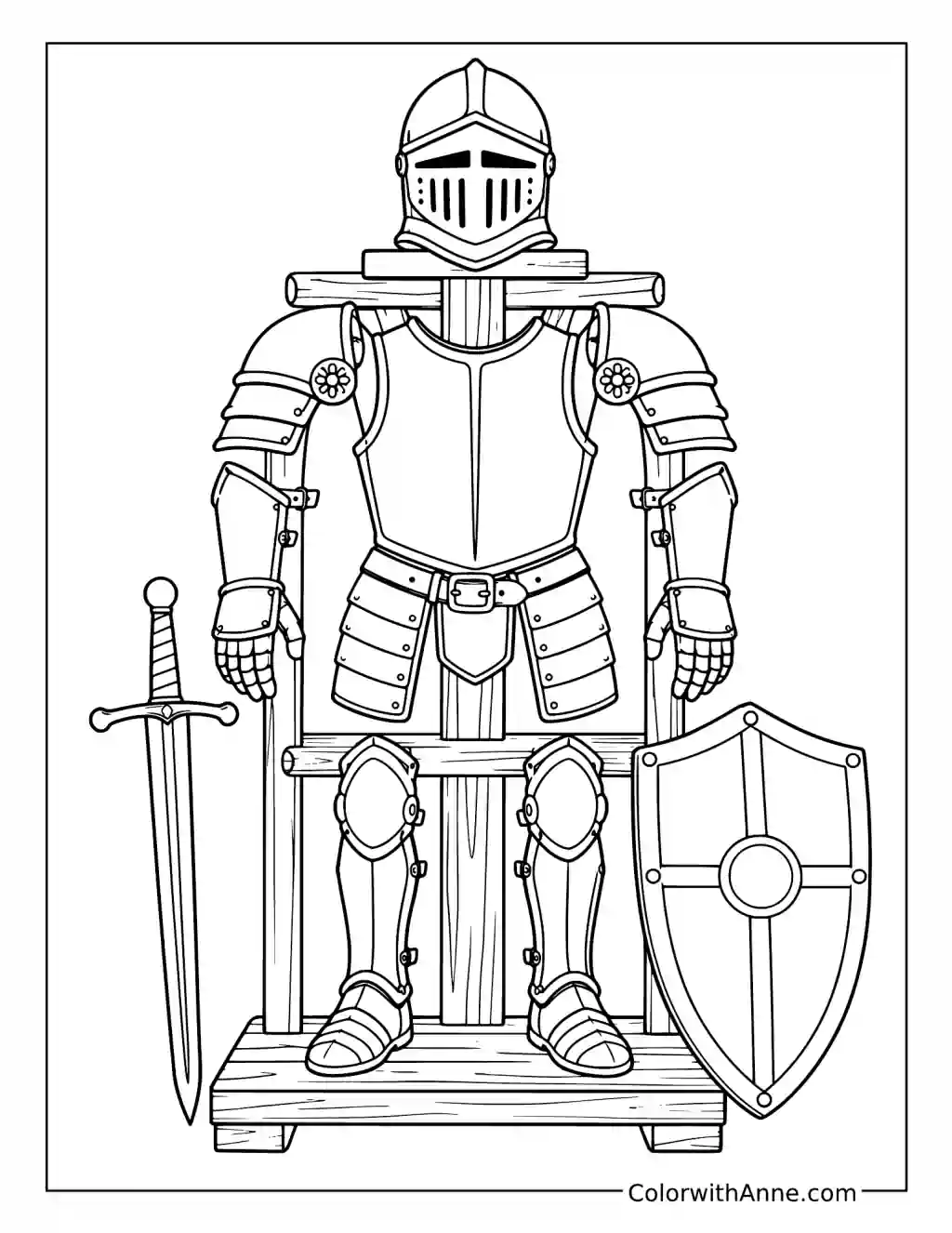 Knight Helmet and Armor coloring page