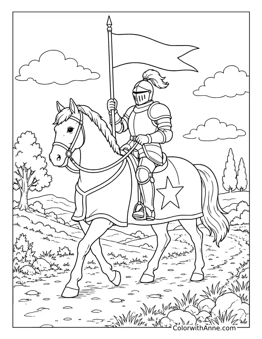 Knight on a Horse coloring page