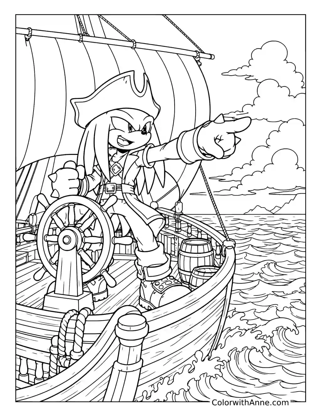 Knuckles the Dread Pirate Captain coloring page