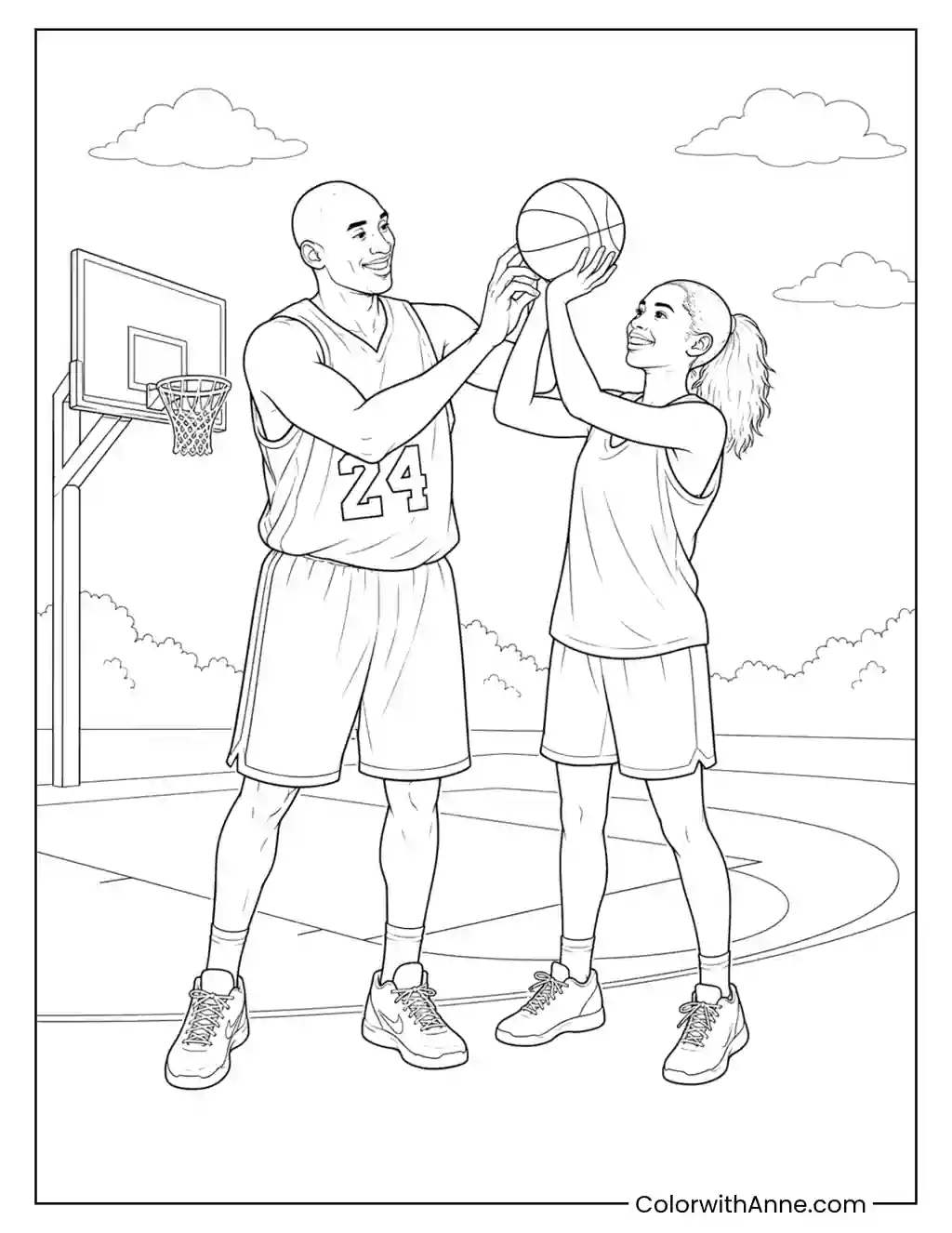 Kobe Bryant Father-and-Daughter Basketball Lesson coloring page