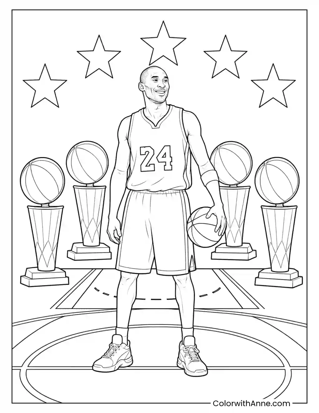 Kobe Bryant Five Championships coloring page