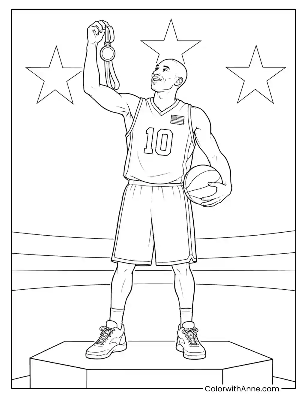 Kobe Bryant Olympic Victory coloring page