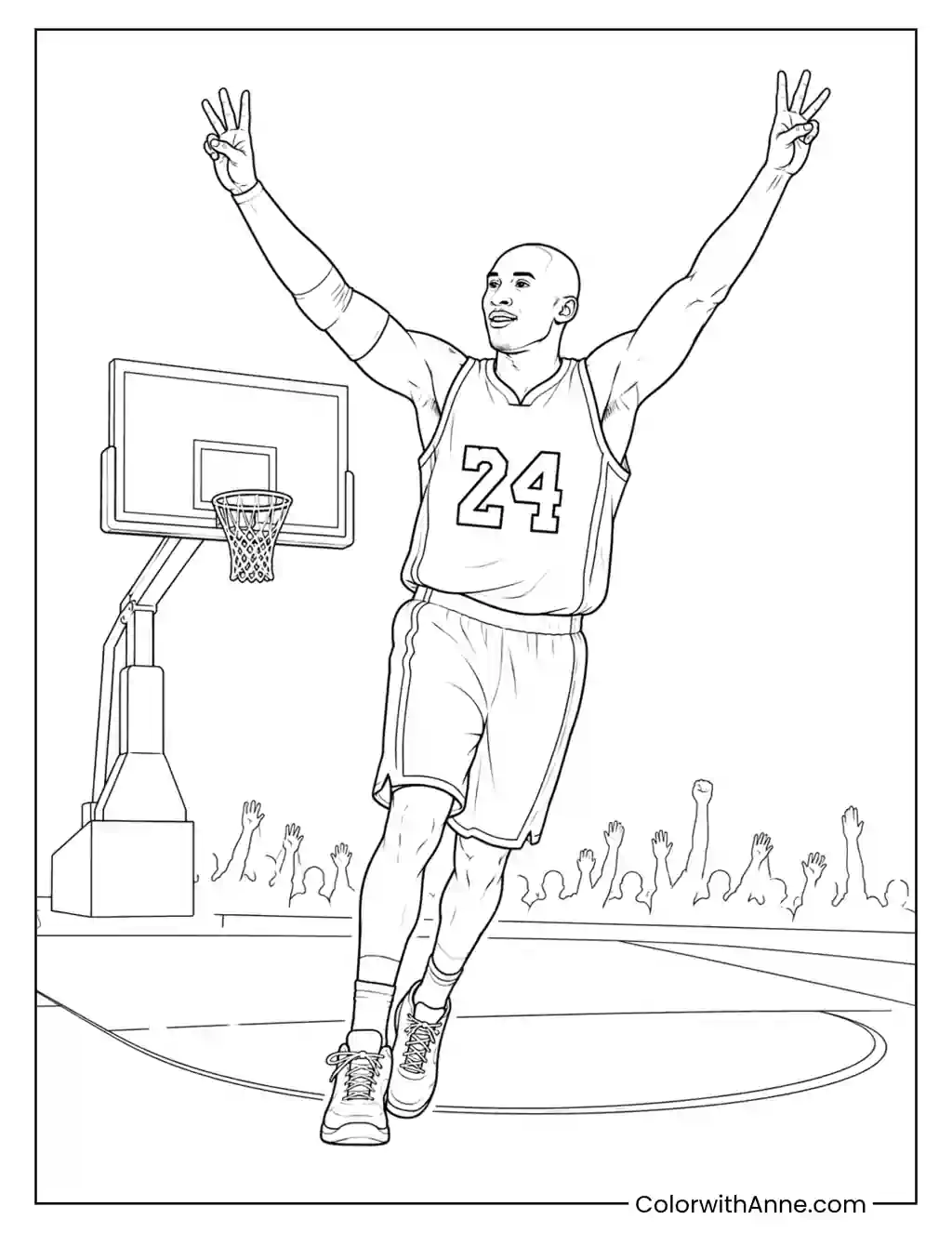 Kobe Bryant Three-Point Celebration coloring page