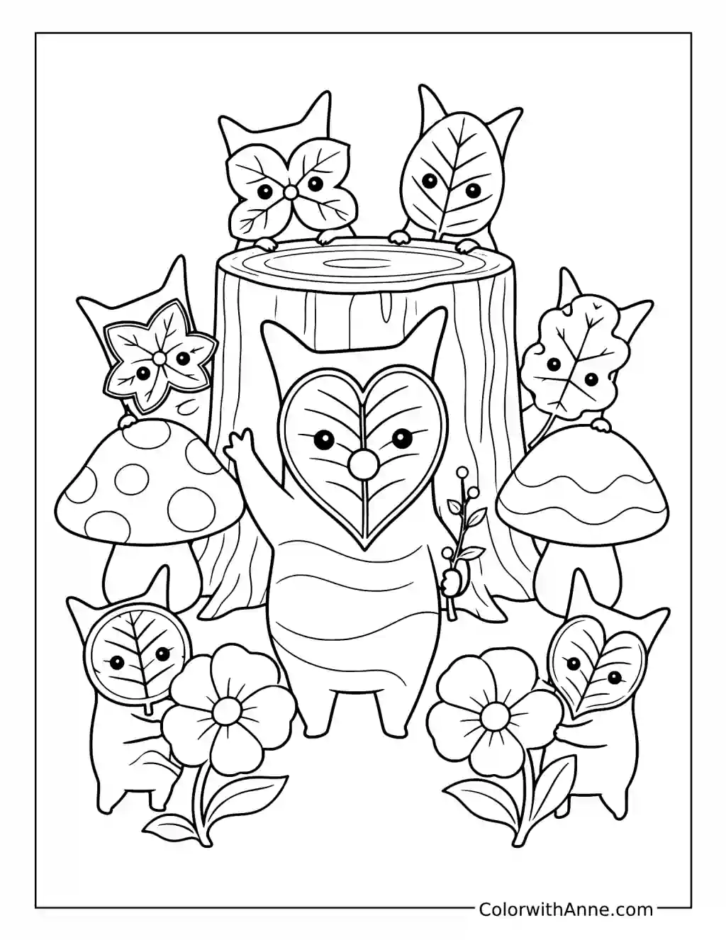 Koroks Gathering Around a Forest Stump coloring page