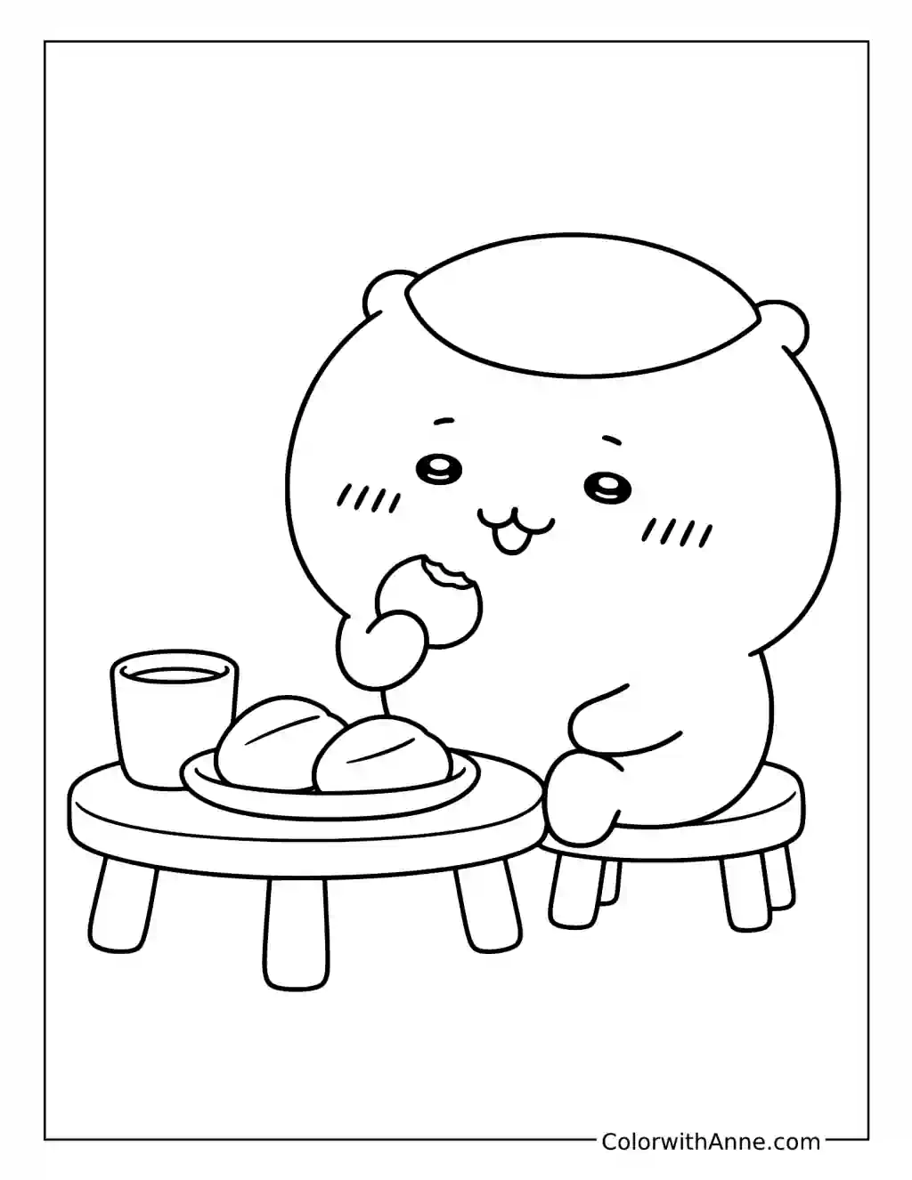 Kurimanju's Peaceful Snack Time coloring page