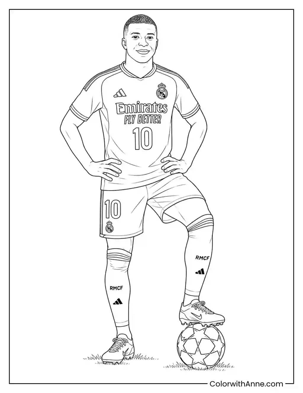 Kylian Mbappé Real Madrid Number 10 coloring page