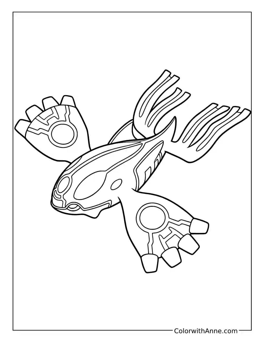Kyogre Gliding with Fins Spread coloring page