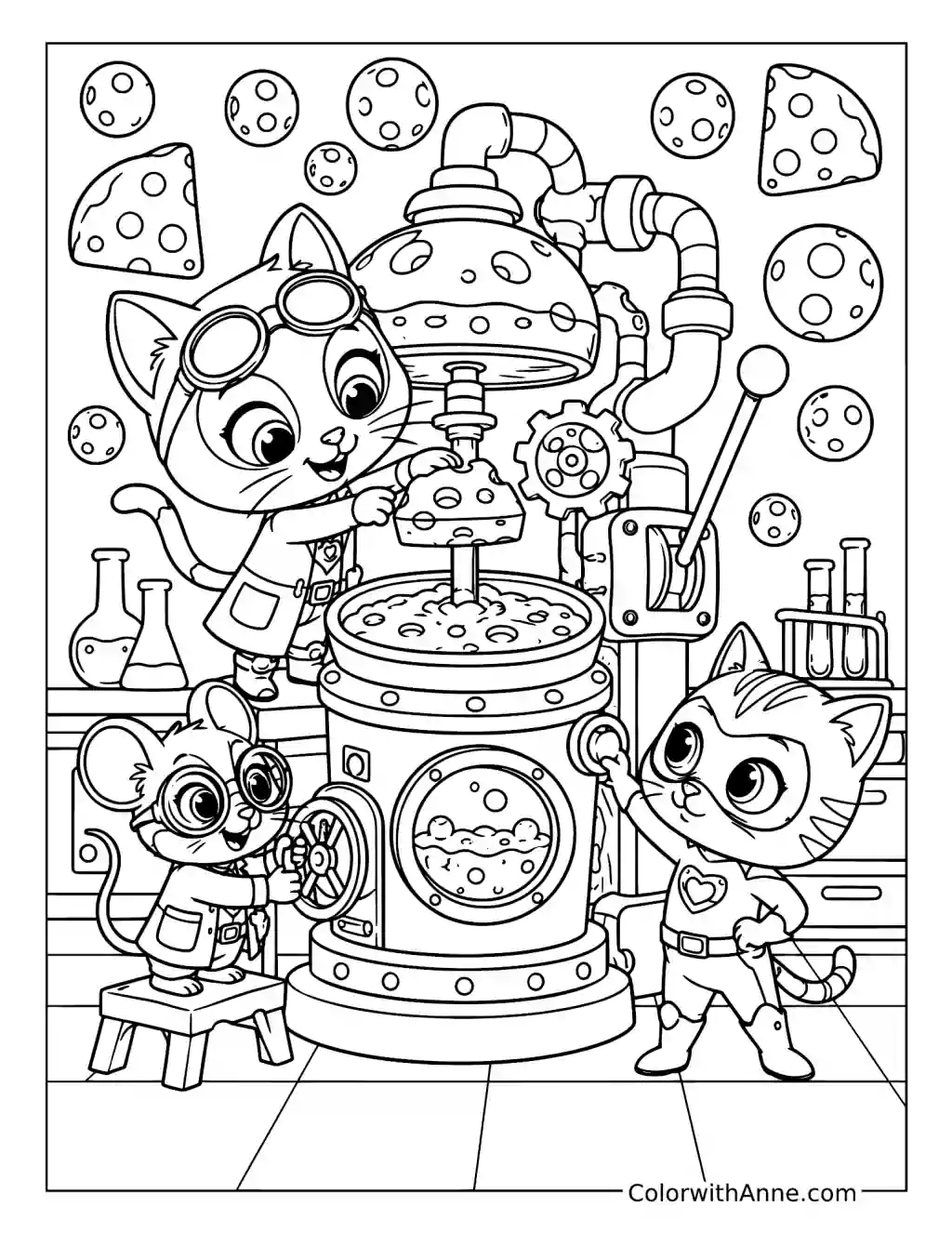 Lab Rat's Cheese Machine coloring page