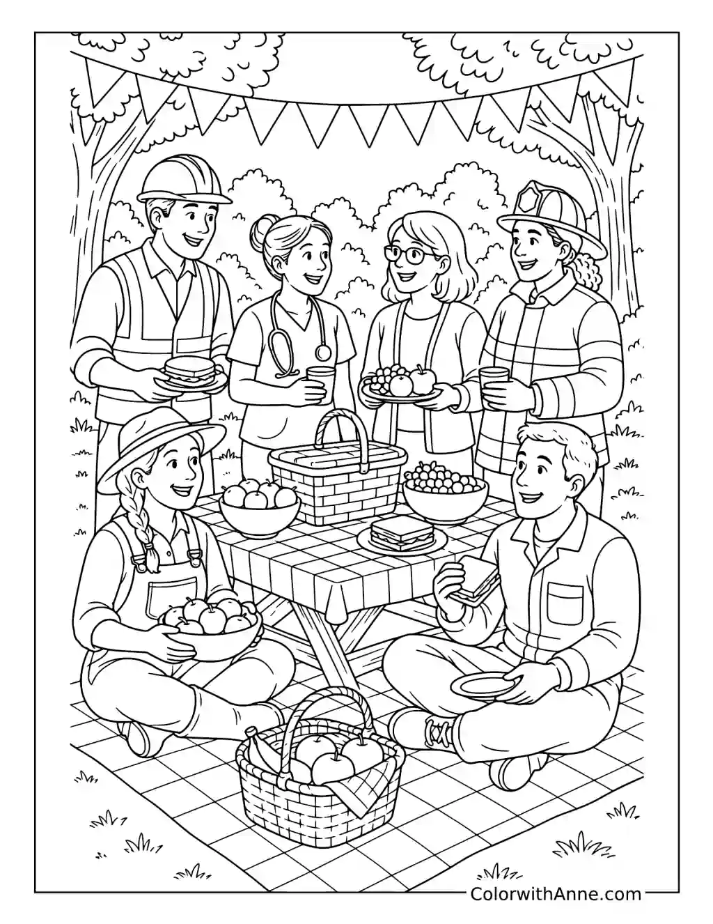 Labor Day Community Picnic coloring page
