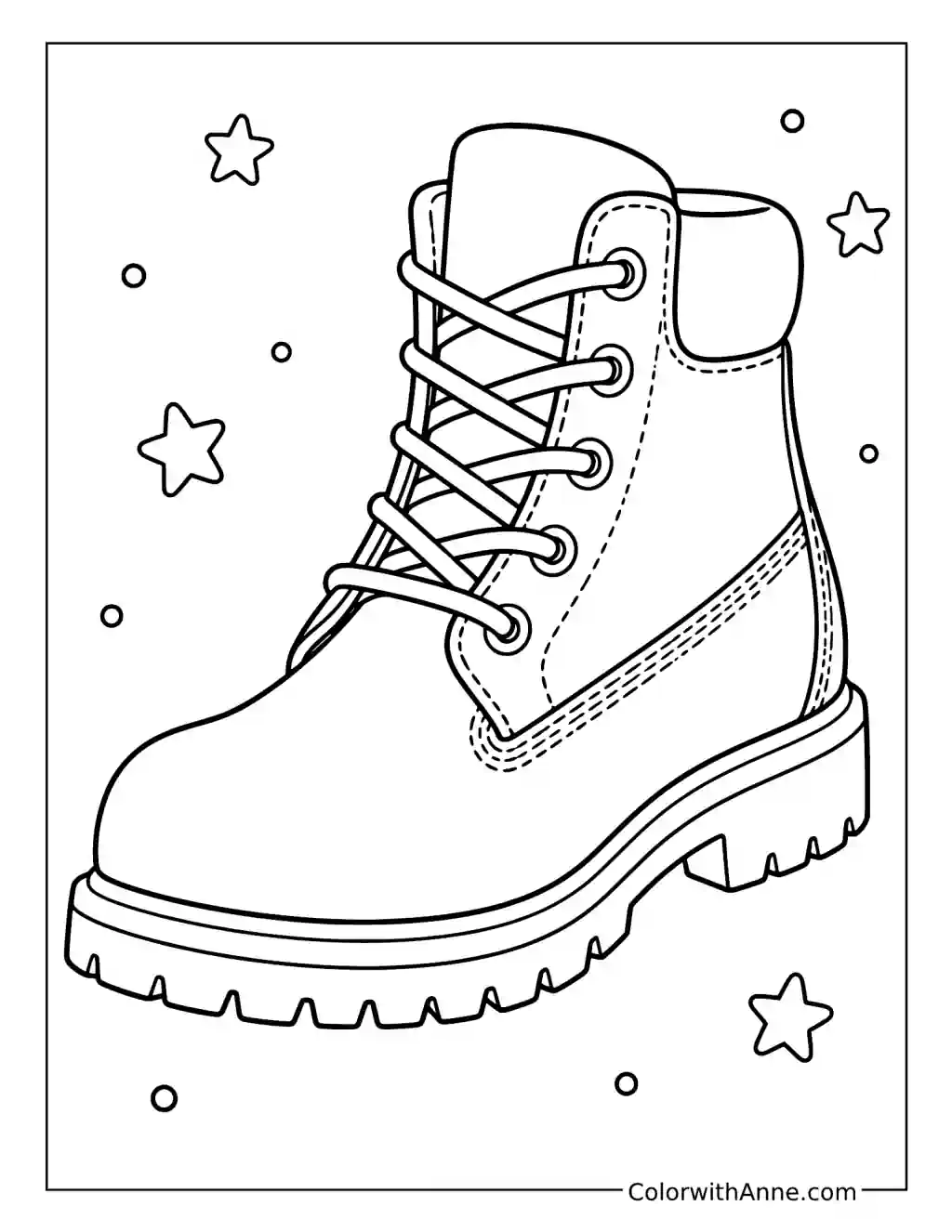 Lace-Up Ankle Boot with a Lug Sole coloring page
