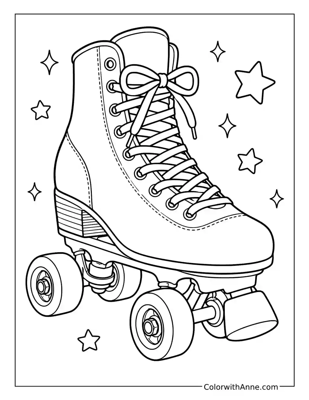 Lace-Up Roller Skate with Stars coloring page