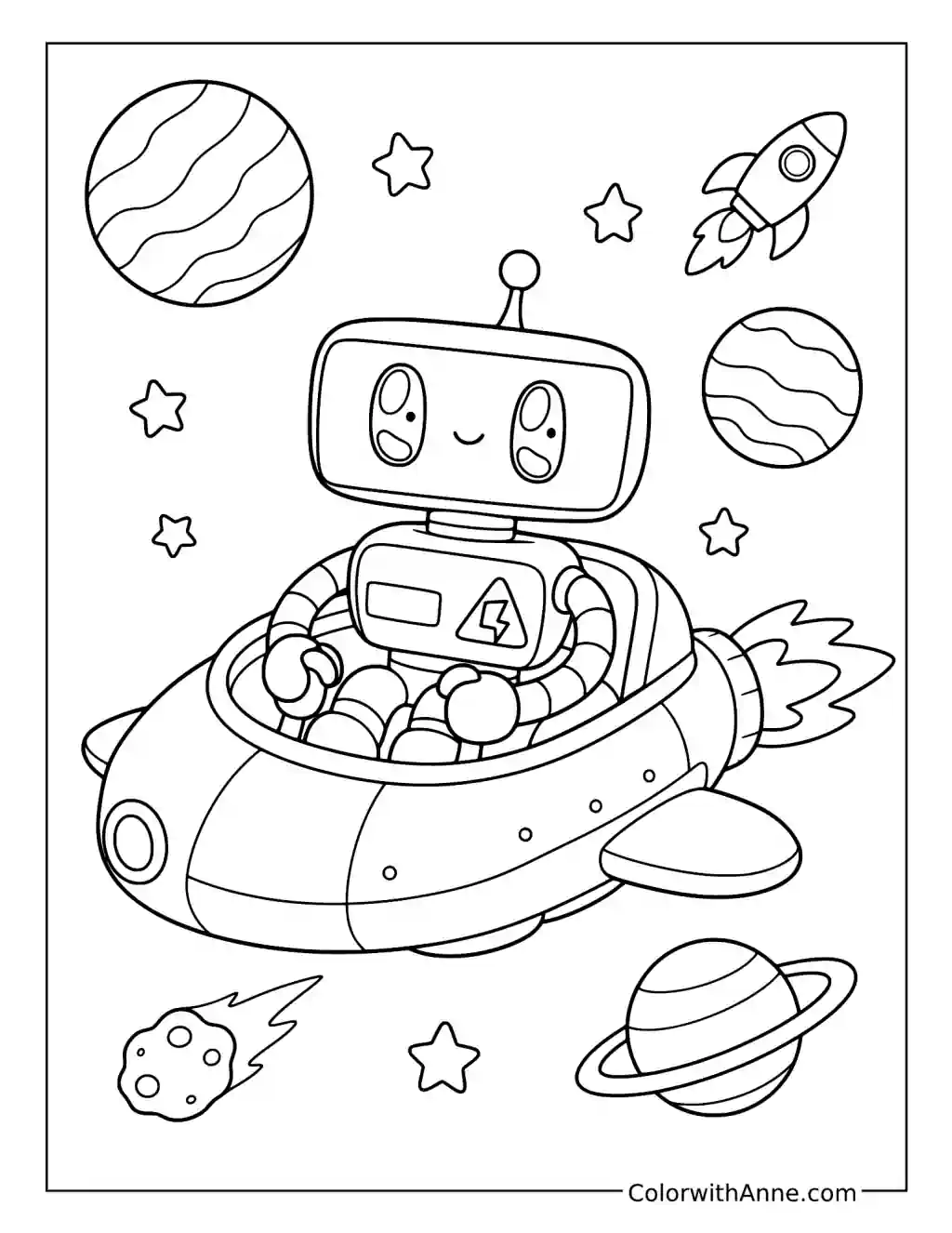 LankyBot Piloting a Spaceship coloring page