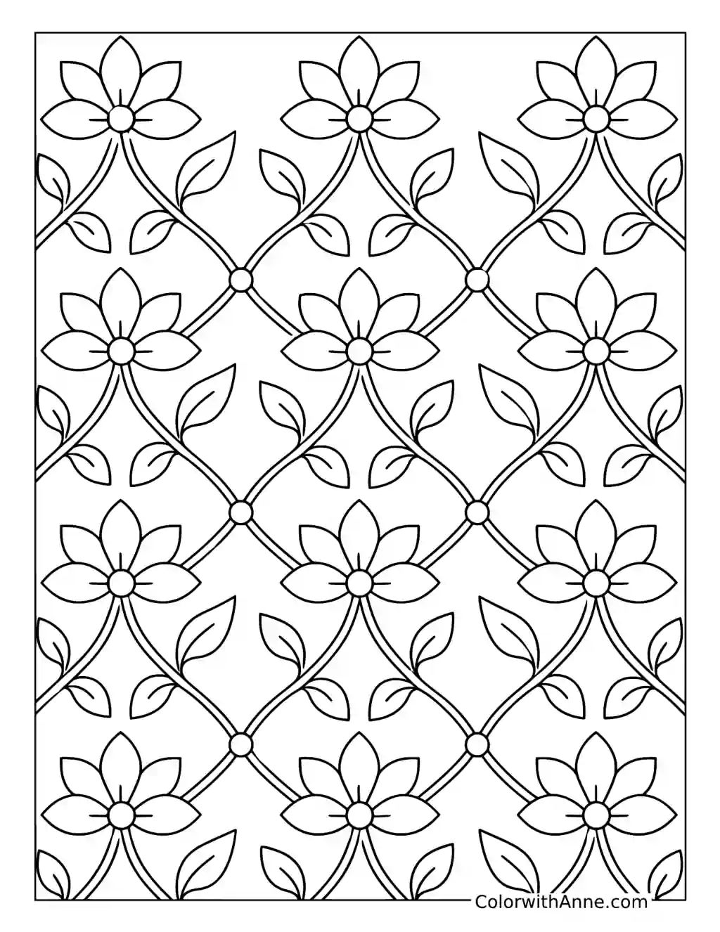 Large Floral Geometric Pattern coloring page