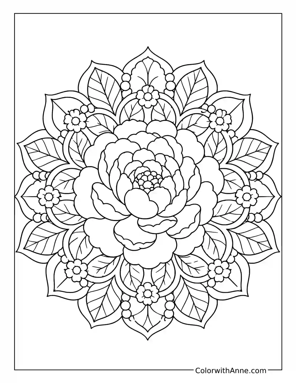 Layered Blossom Mandala coloring page