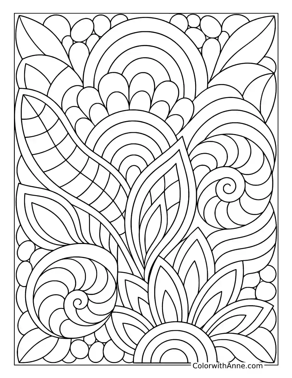 Layered Botanical Arches coloring page