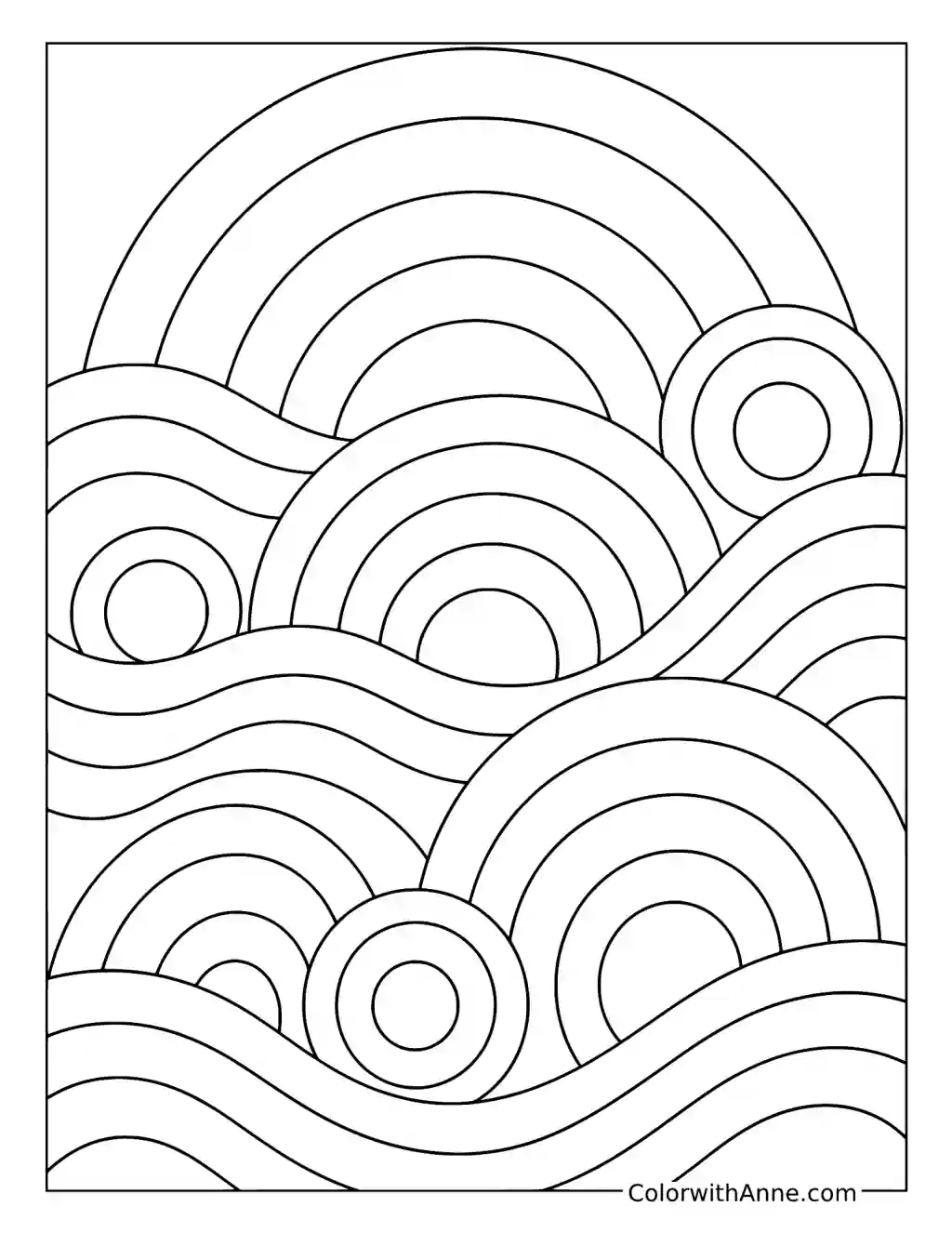 Layered Rainbow Waves coloring page