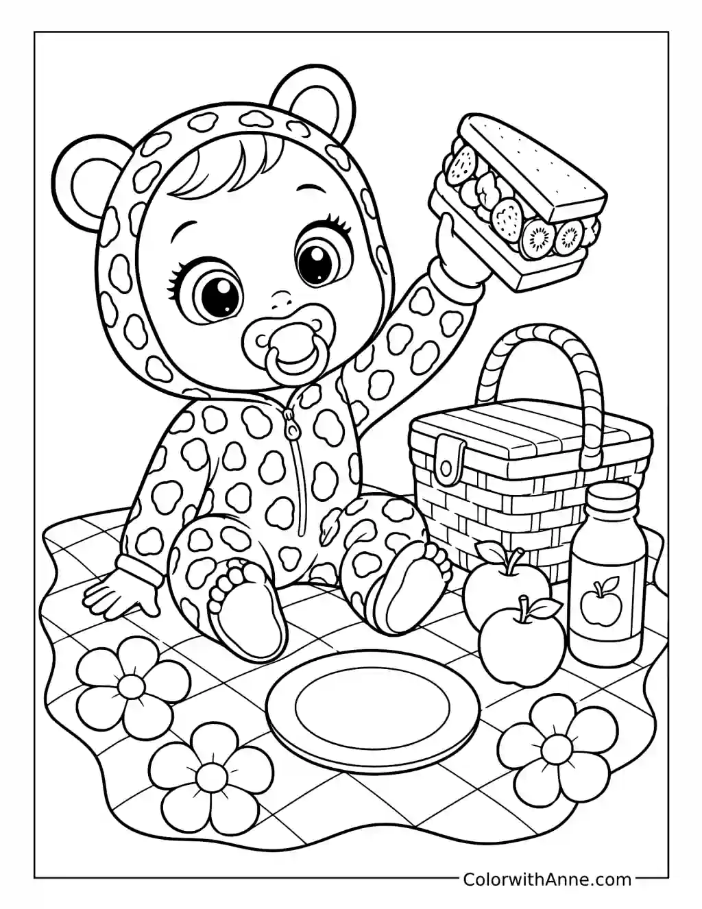 Lea Enjoying a Picnic coloring page