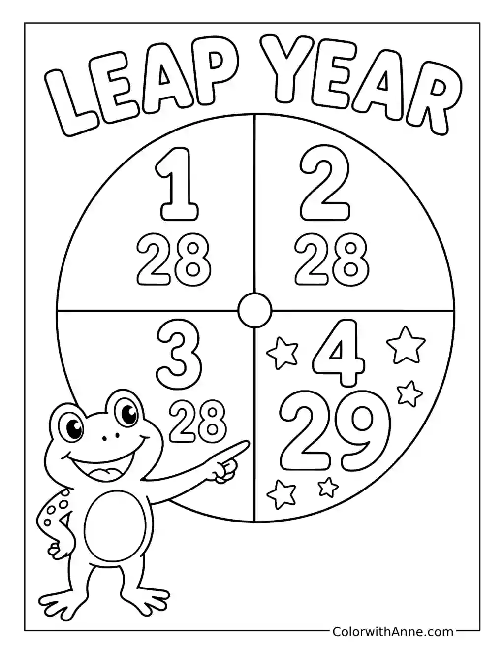 Leap Year Fraction Wheel coloring page