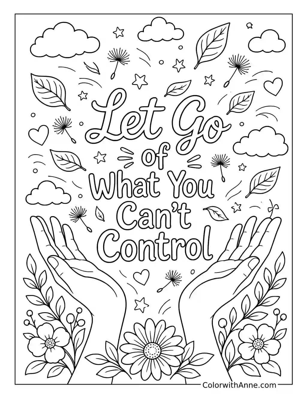 Let Go of What You Can't Control with Open Hands coloring page