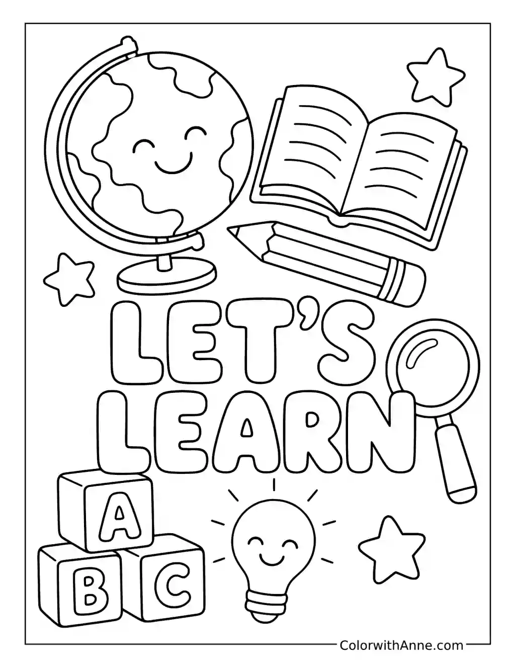 Let's Learn_ Schooltime Coloring Collage coloring page