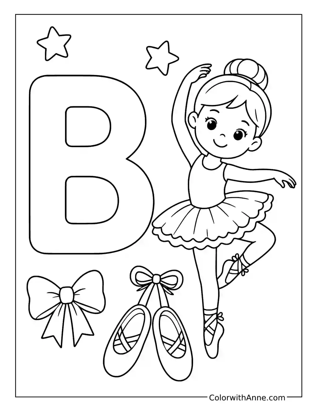 Letter B Ballerina coloring page