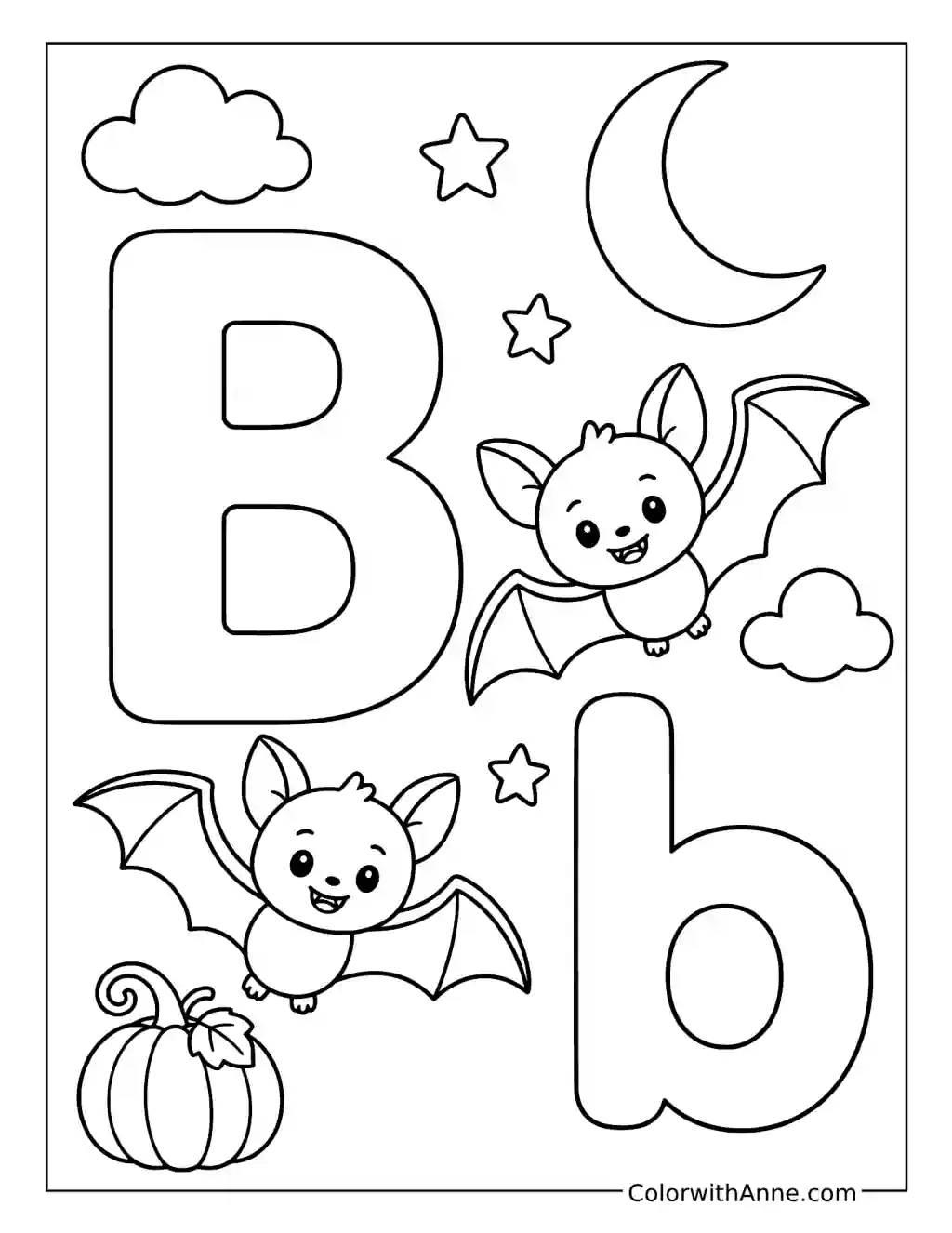 Letter B Bat coloring page