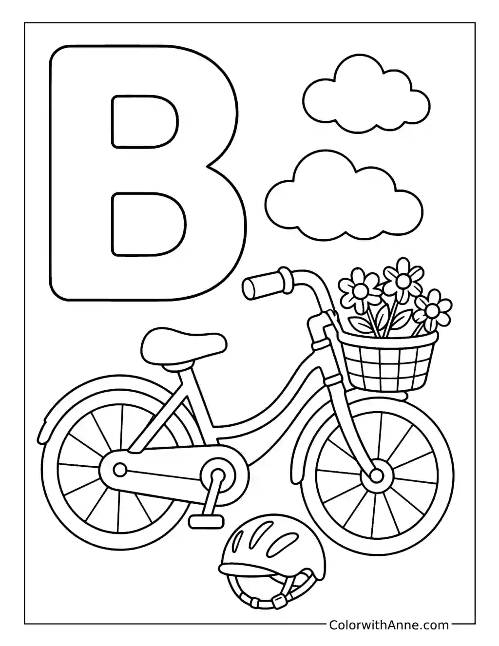 Letter B Bicycle coloring page