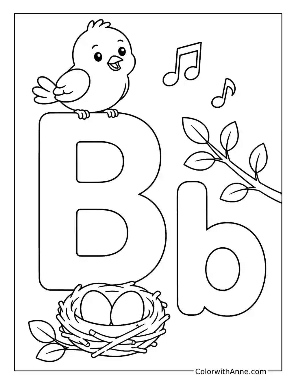 Letter B Bird coloring page