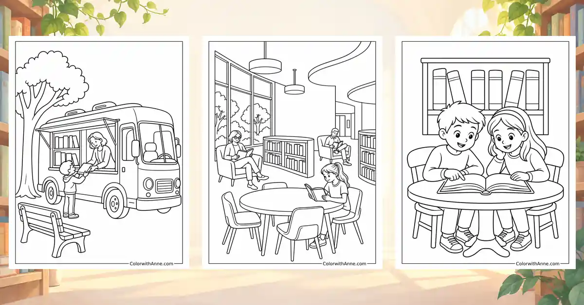 Library Coloring Pages banner
