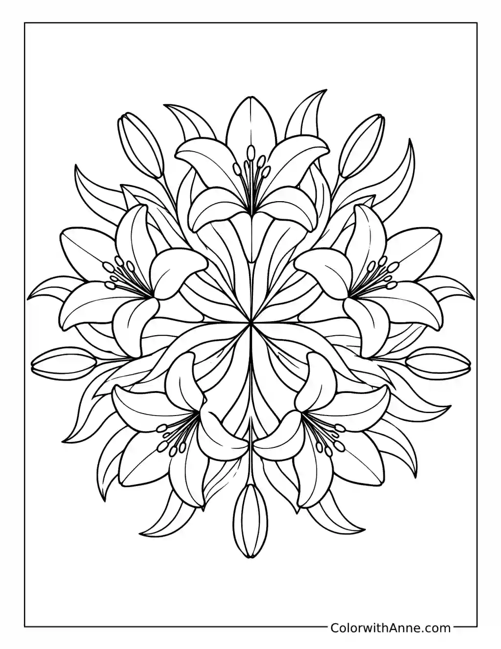 Lily Star Mandala coloring page