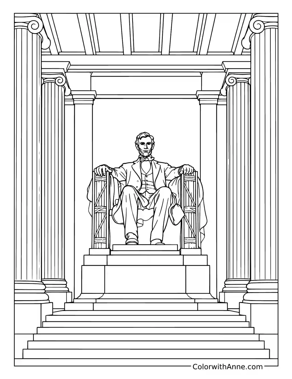 Lincoln Memorial Interior coloring page