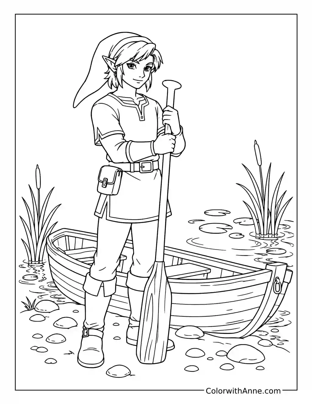Link and the Lakeside Rowboat coloring page