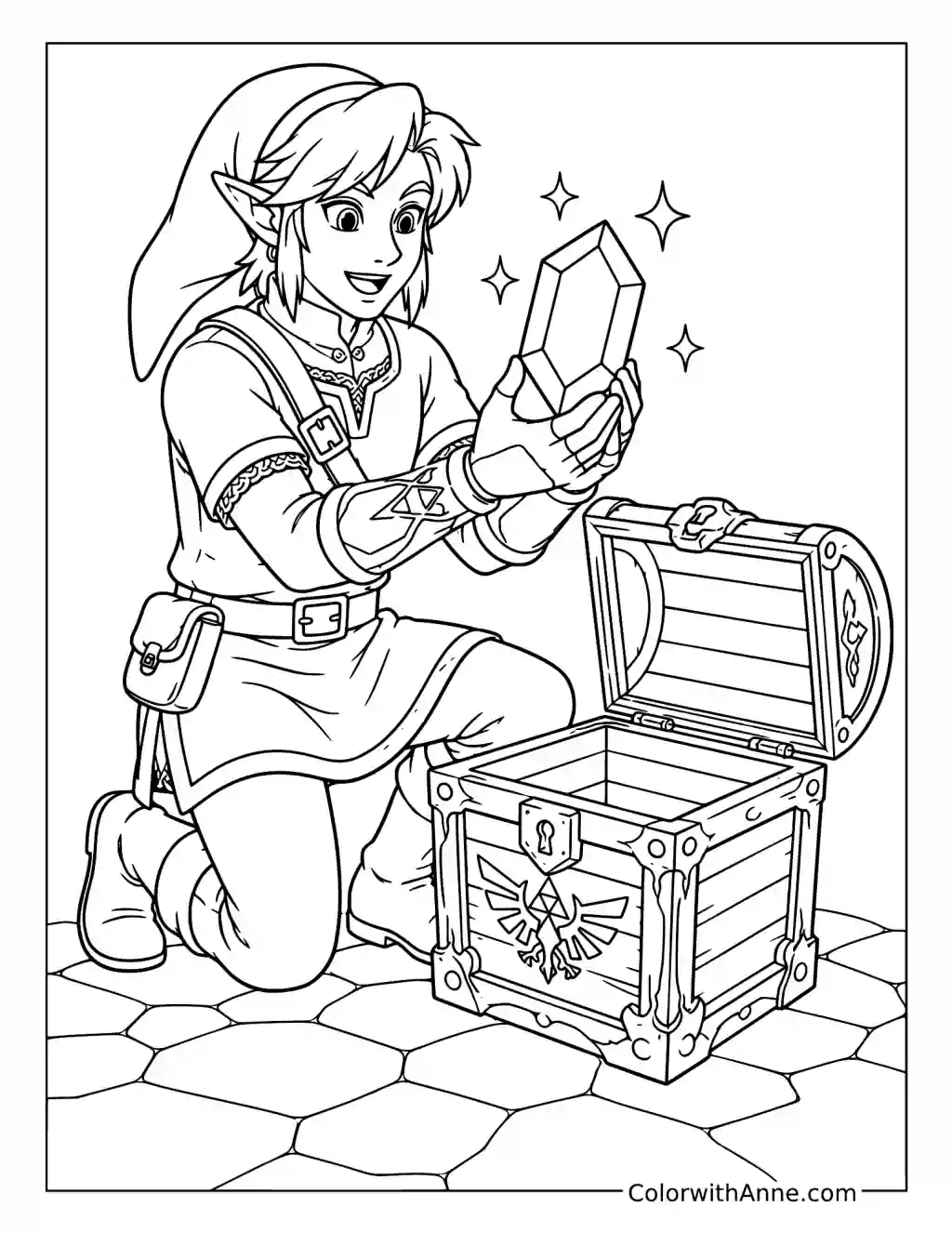 Link Discovers a Magical Gemstone coloring page