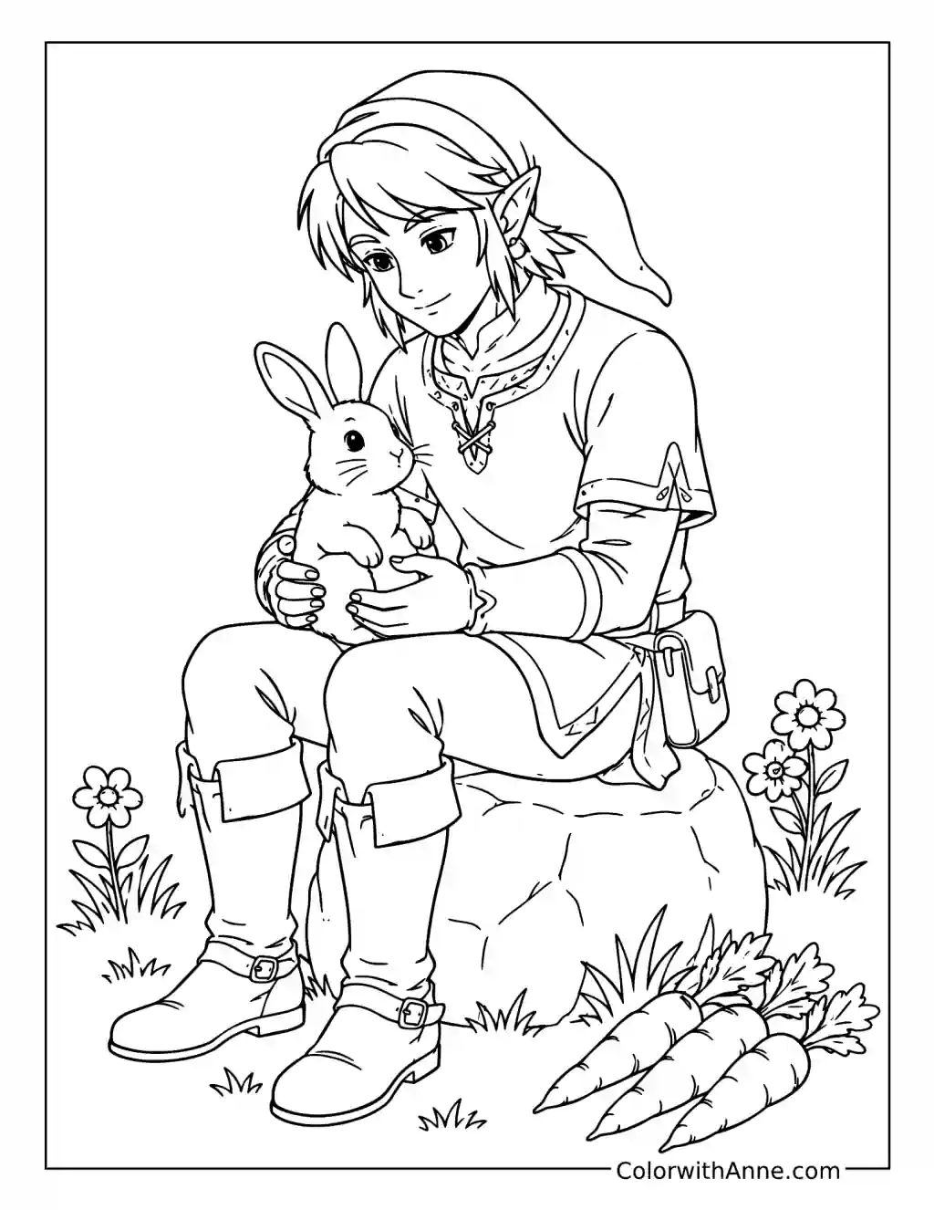 Link’s Peaceful Rabbit Garden coloring page