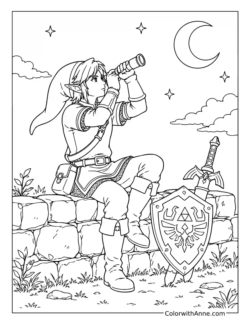 Link Stargazing with a Telescope coloring page